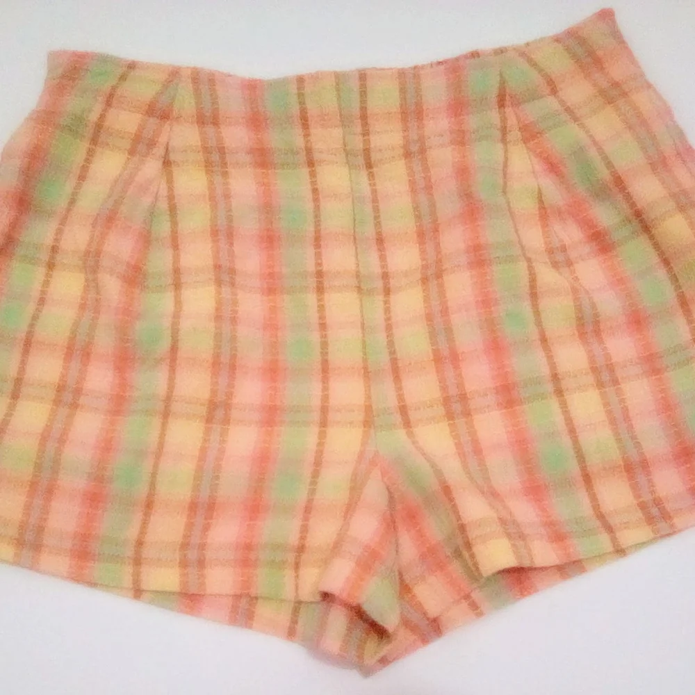 Billabong 100% Cotton Pastel Plaid High Waist Shorts Size M Vacation Summer